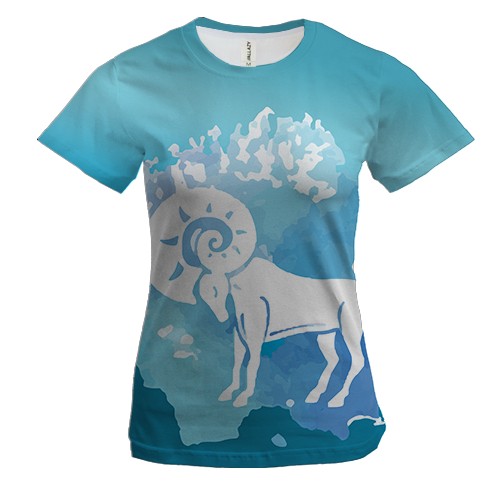 Женская 3D футболка с акварельным Овном