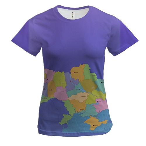 Жіноча 3D футболка з контурною картою України