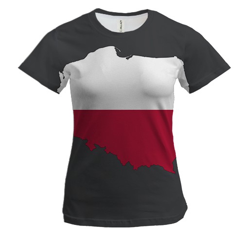 Женская 3D футболка с флагом Польши