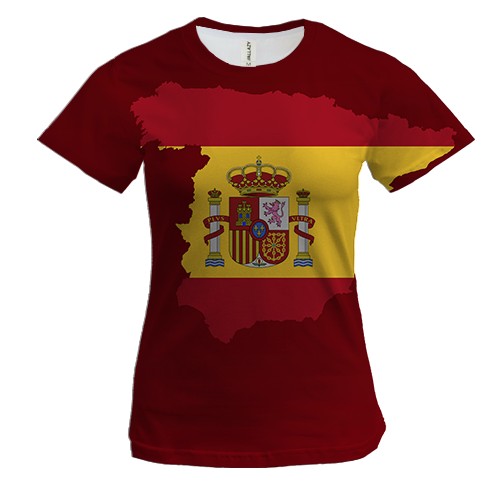 Жіноча 3D футболка з контурним прапором Іспанії