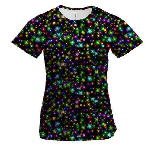 Женская 3D футболка с разноцветными лучами света