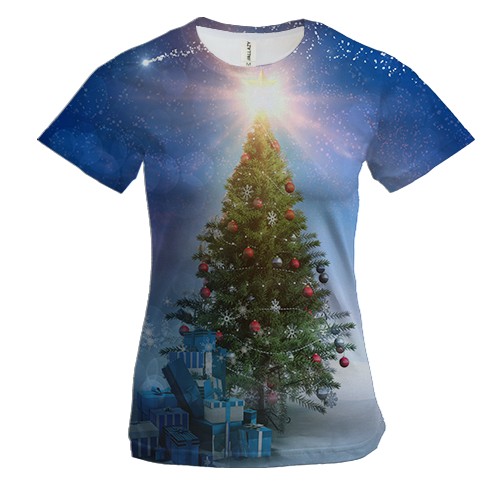 Жіноча 3D футболка з нарядженою ялинкою