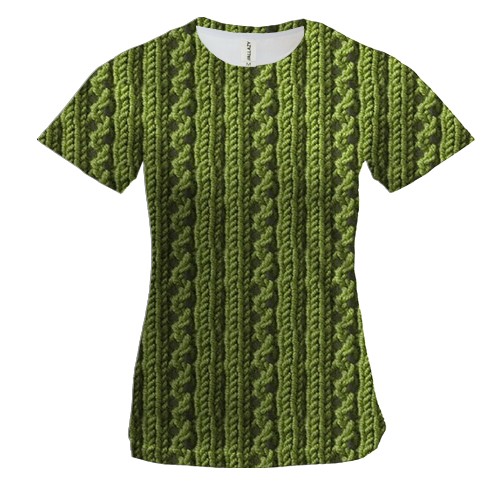 Жіноча 3D футболка із зеленою ниткою