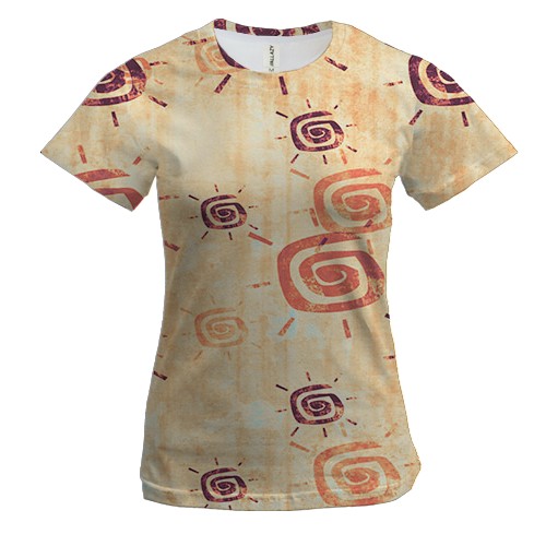 Женская 3D футболка с белыми иконками солнца