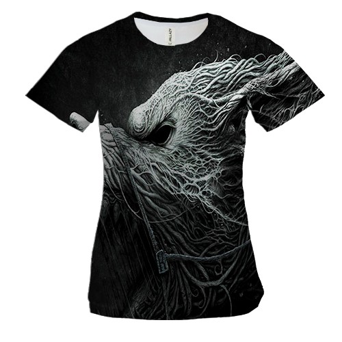 Жіноча 3D футболка з рикаючим вовком