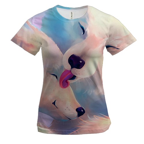 Жіноча 3D футболка з білими вовками