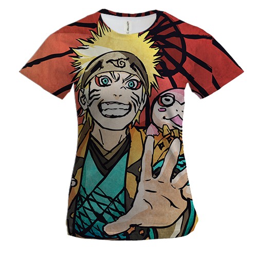 Женская 3D футболка Naruto on the beach