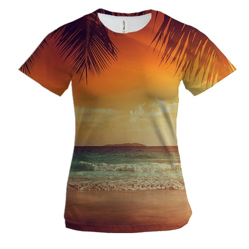 Женская 3D футболка Тропический закат
