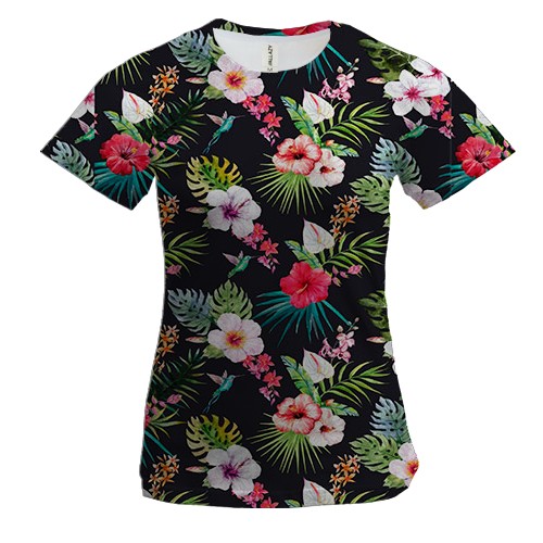 Жіноча 3D футболка з намальованими квітами (2)