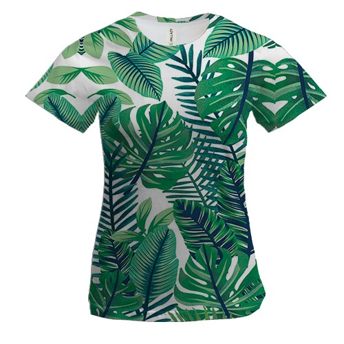 Женская 3D футболка с тропическими листьями