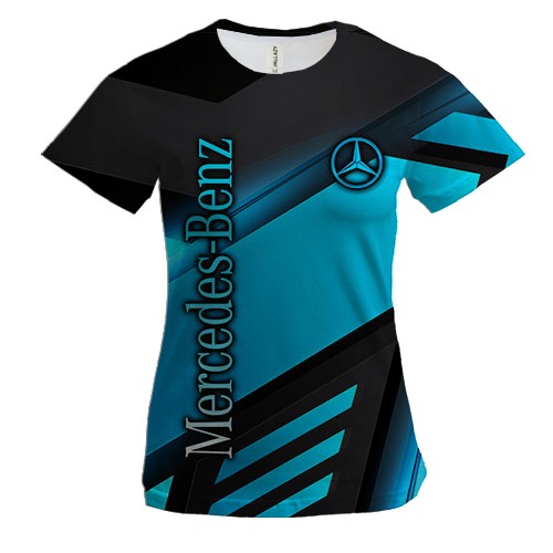 Женская 3D футболка Mercedes-Benz техно АРТ