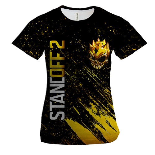 Женская 3D футболка Standoff 2 Gold skull (2)