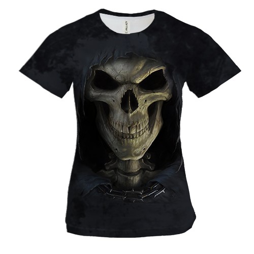 Женская 3D футболка Прорыв черепа (2)