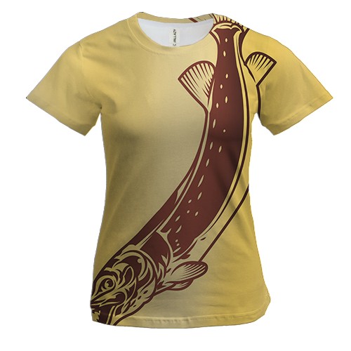 Женская 3D футболка с длинной рыбой