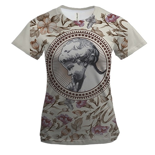 Женская 3D футболка со статуей и цветами