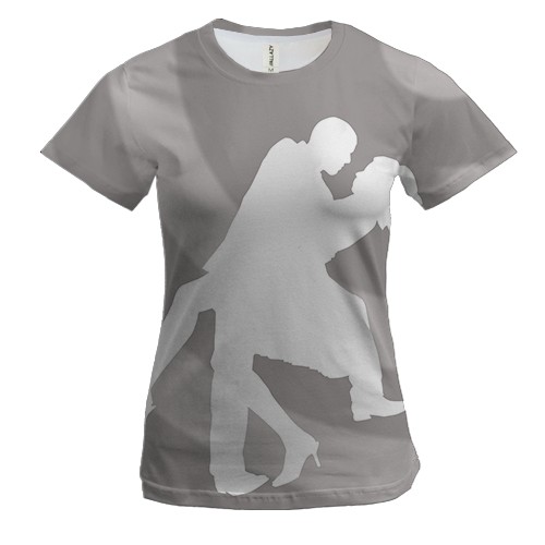 Женская 3D футболка с белой танцующей парой