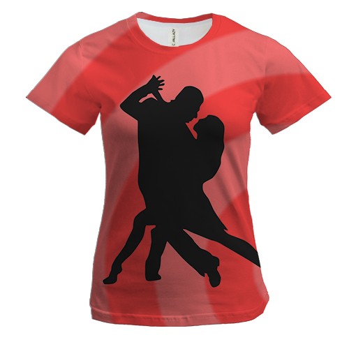 Женская 3D футболка с черной танцующей парой