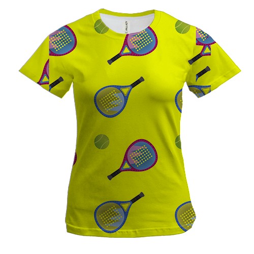 Женская 3D футболка с теннисными ракетками