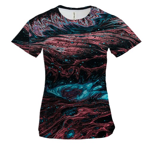 Жіноча 3D футболка Абстракція розводи фарби 2