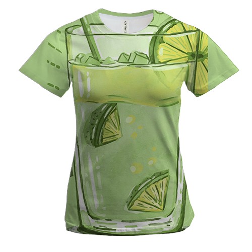 Жіноча 3D футболка з лаймовим коктейлем