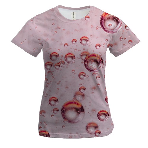 Женская 3D футболка Pink bubbles pattern