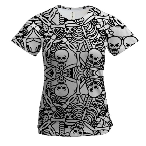 Женская 3D футболка со скелетиками
