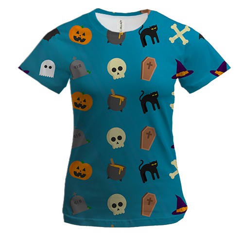 Жіноча 3D футболка Halloween pattern attributes