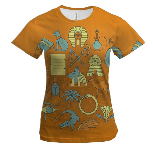 Женская 3D футболка с египетской атрибутикой