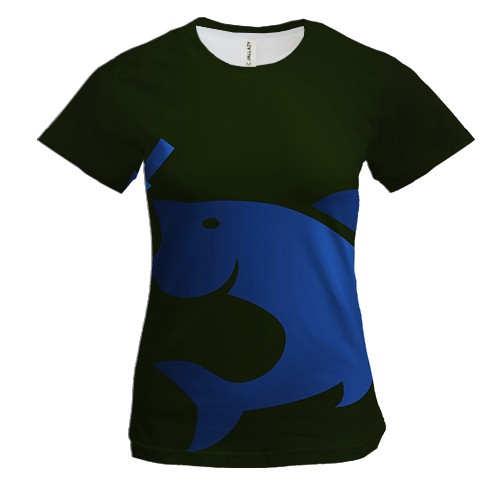 Женская 3D футболка с синей рыбой на крючке