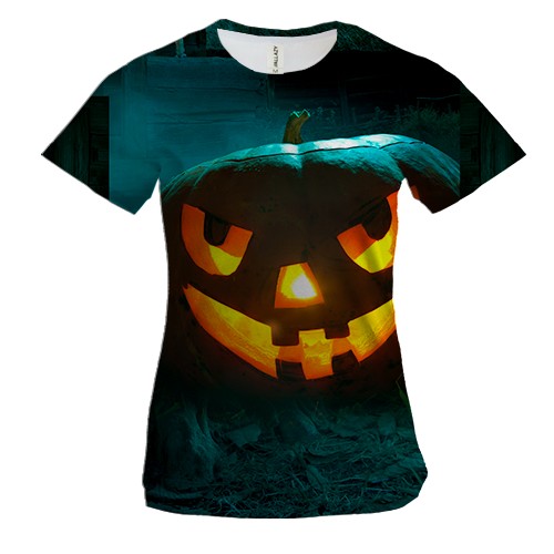 Жіноча 3D футболка Halloween pumpkin smile