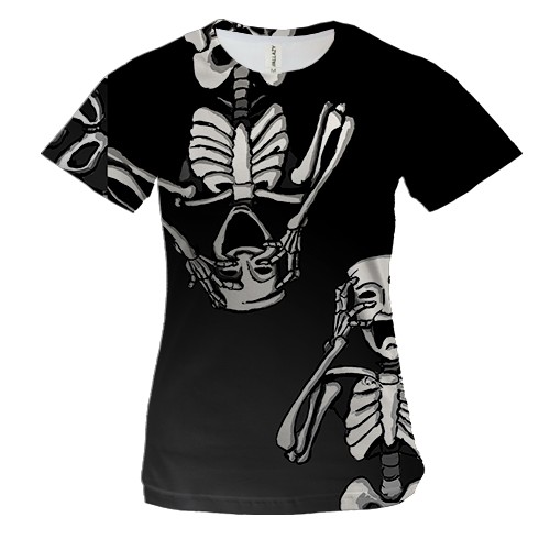 Женская 3D футболка Two skeletons