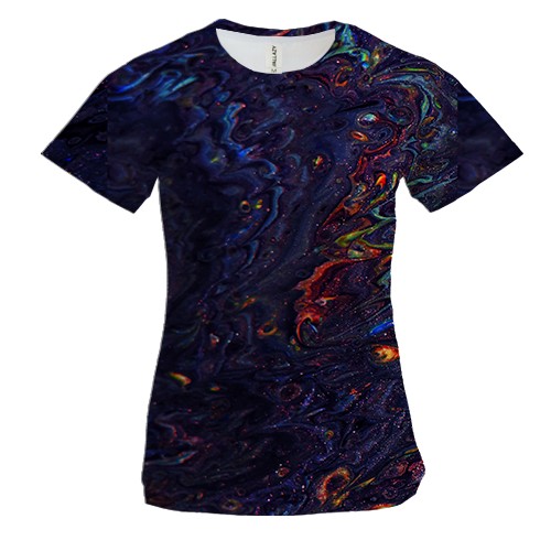 Женская 3D футболка Abstraction neon drops