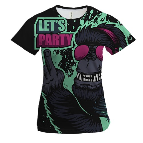 Жіноча 3D футболка Lets party monkey