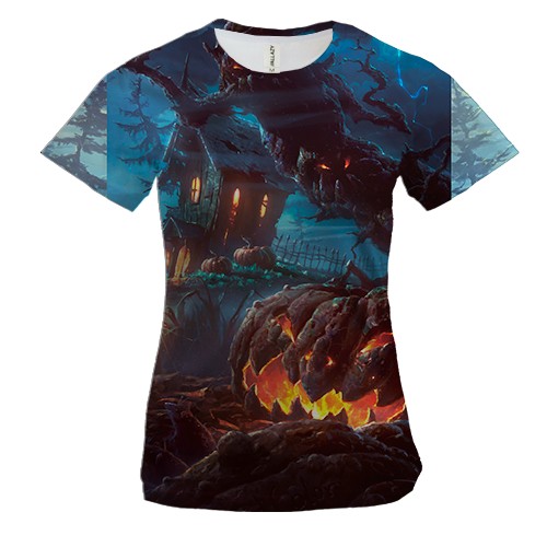 Жіноча 3D футболка Night halloween landscape