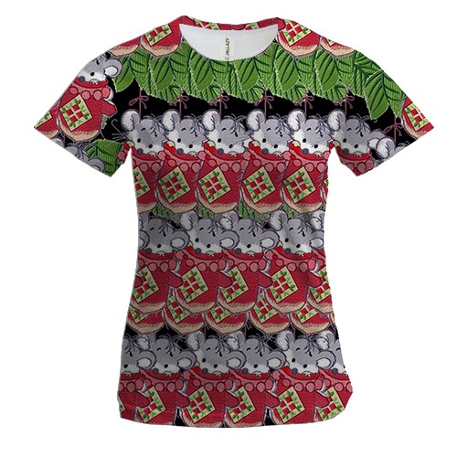 Жіноча 3D футболка з новорічної щуром в шкарпетці 2020