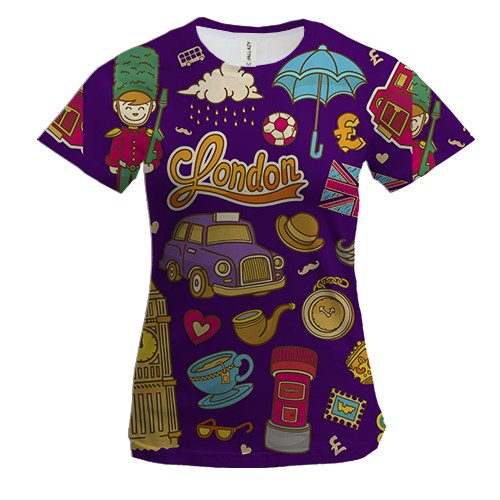 Женская 3D футболка с английской символикой