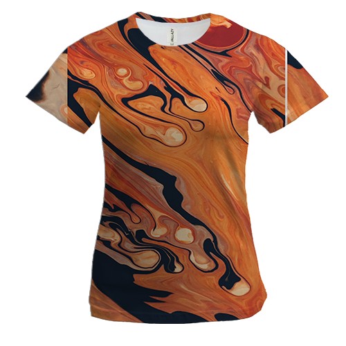 Женская 3D футболка Абстракция разводы краски. 5