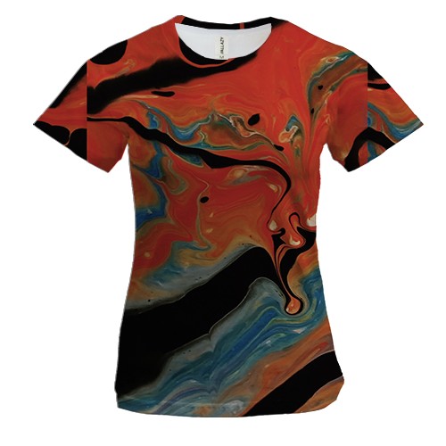 Женская 3D футболка Абстракция разводы краски. 6