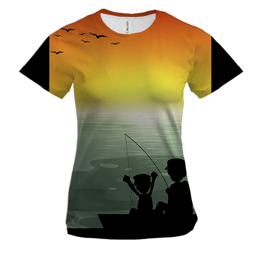 Жіноча 3D футболка з вечірньою рибалкою