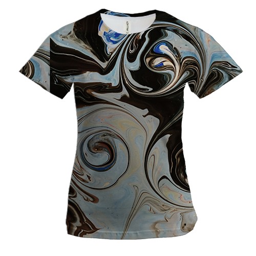 Женская 3D футболка Абстракция разводы краски. 7
