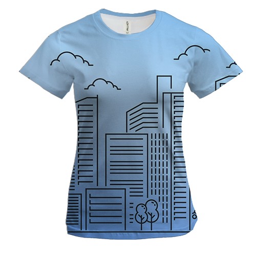 Жіноча 3D футболка з контурним містом