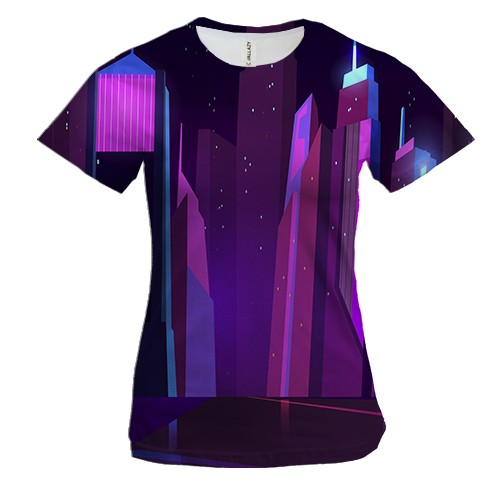 Жіноча 3D футболка з нічним неоновим містом