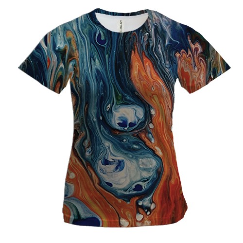 Жіноча 3D футболка Абстракція розводи фарби. 2