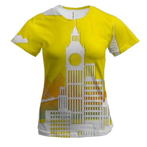 Женская 3D футболка с силуэтом Нью Йорка