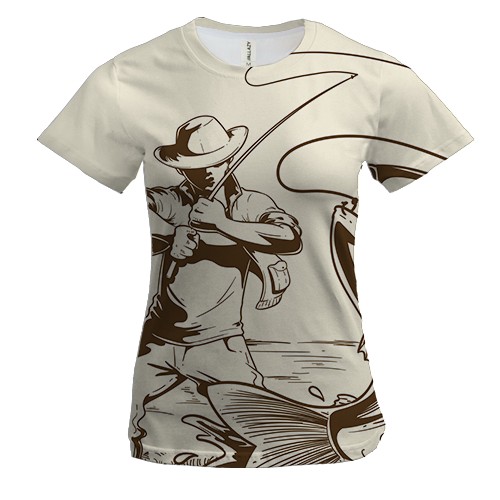 Женская 3D футболка с песочным рыбаком