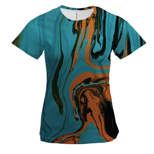 Женская 3D футболка Абстракция разводы краски. 12