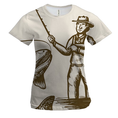 Жіноча 3D футболка з пісочним рибалкою (2)