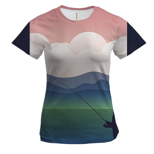 Жіноча 3D футболка з градієнтним рибалкою