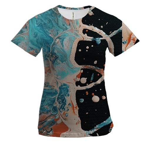 Женская 3D футболка Абстракция разводы краски. 14