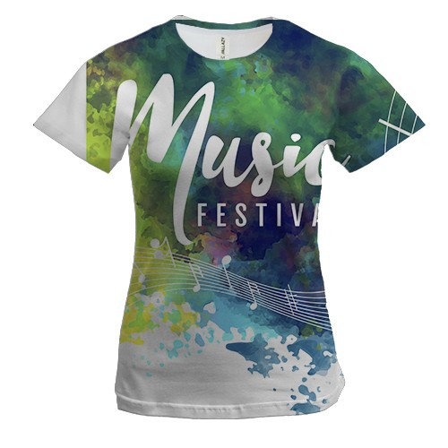 Женская 3D футболка Music Festival (2)